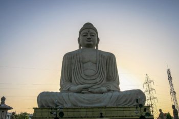 Great Buddha statue and power lines