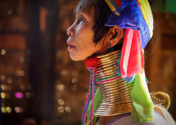 Kayan woman half-face
