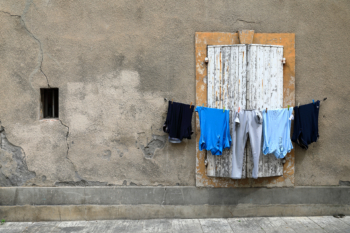 clothes drying on the street, Arles, France