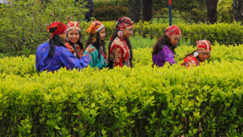 girls in traditional dress, Darjeeling