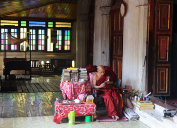 lonely monk guardian of the temple