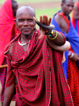maasai man with horn