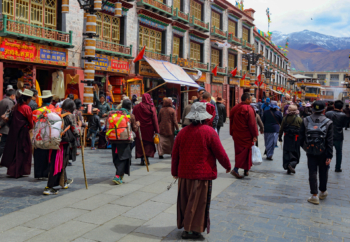 pilgrims on the streets of Lhasa
