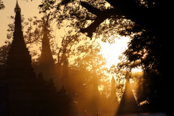 sunfog in a Buddhist monastery, Myanmar