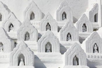 white buddhas at Hsinbyume Pagoda, Myanmar